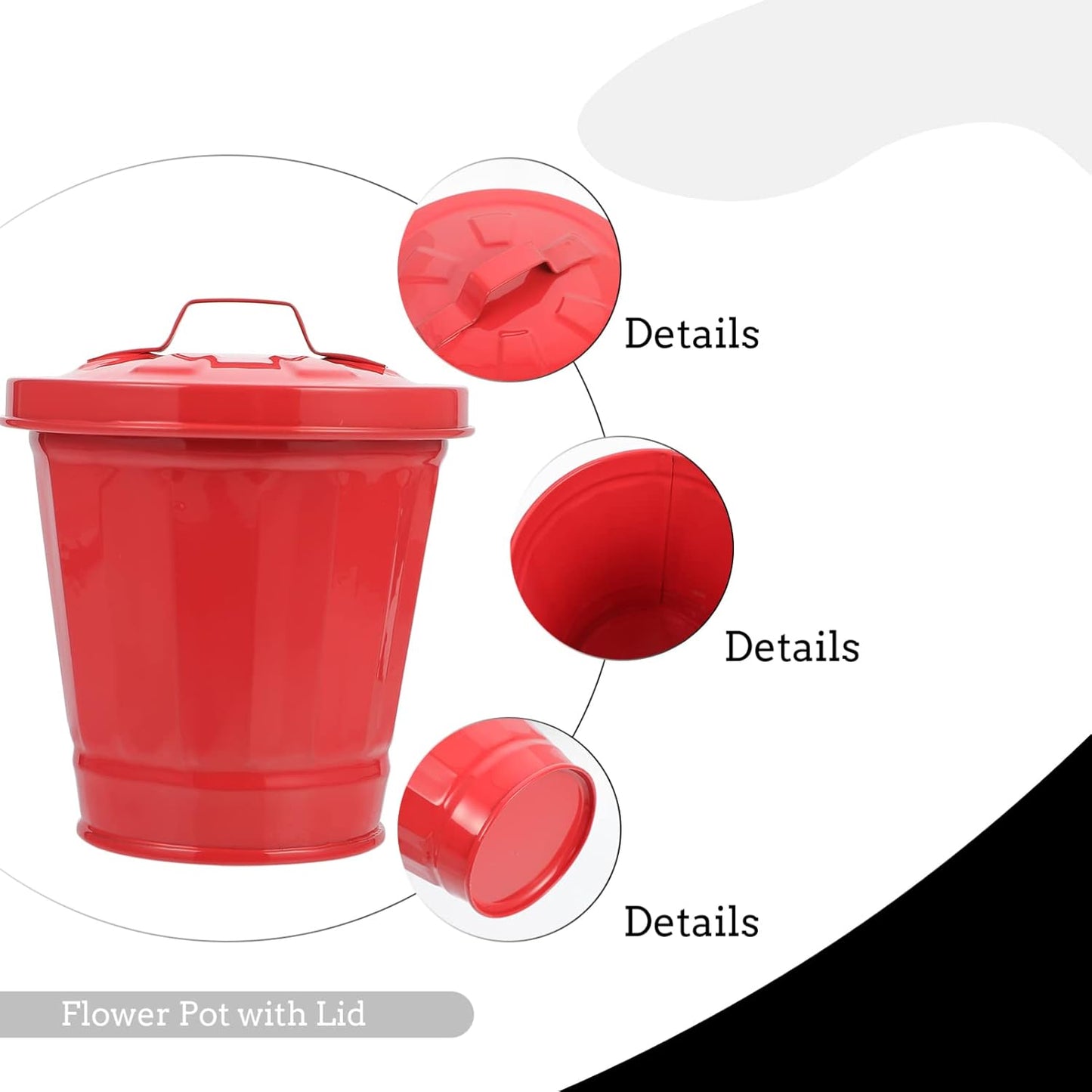 POPETPOP Galvanized Trash Can with Lid, Mini Desktop Wastebasket, Metal Utility Pail for Kitchen Countertop