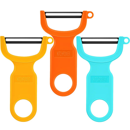 Original Vegetable Peeler, Potato Peelers for kitchen Carbon Steel Blade 3-Pack Orange/Blue/Yellow