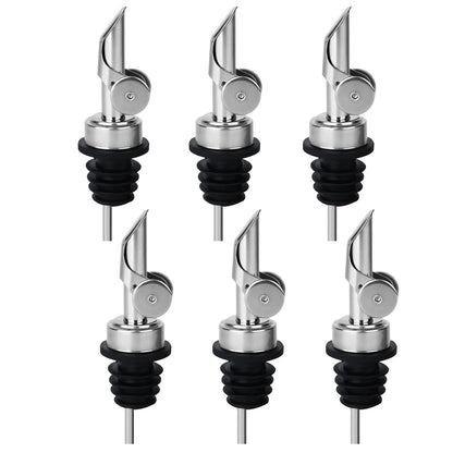 6PCS Liquor Bottle Pourers, Auto Flip Olive Oil Dispenser Spout, Weighted Stainless Steel Alcohol Pourer Spouts, Olive Oil Spout Suitable for About 3/4" Bottle Mouth