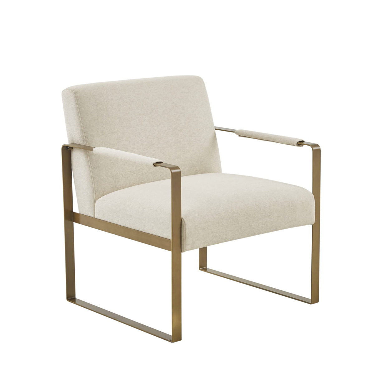 Martha Stewart Upholsterd Accent Chair Living Room Furniture - Modern Design, Comfortable Foam Seat Cushion Bedroom Lounge, Sophisticated Finished, Sturdy Frame, Cream/Gold, 28.5" W x 29" D x 32.5" H