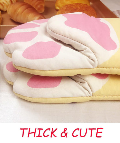 Oven Mitts Kitchen Cooking Baking Heat Resistant Cat Glove, 1 Pair Claw