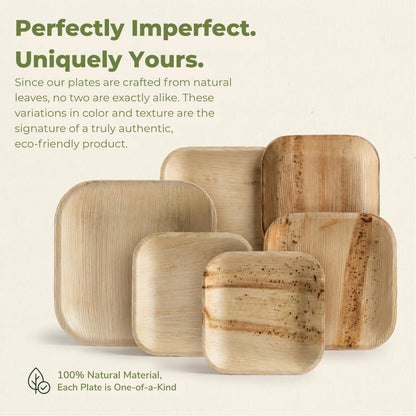 Koala love Palm Leaf Plate Bamboo Paper Plates Disposable 10 Inch & 7 Inch Bulk Party Pack Eco Compostable Biodegradable Wooden Plate Best Alternative To Plastic Paper Plates (50 pc)