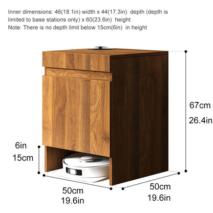 Nordivo Robot Vacuum Stand Cabinet,Storage Cabinet with Doors for Robot Vacuum Cleaner,End Side Table for Home Office,Wood Freestanding Rack for Living Room Home Office Kitchen(Black)