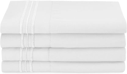 Clara Clark Queen Pillow Cases - Ultra Soft Microfiber Pillow Cover Set of 4 with Envelope Closure, White
