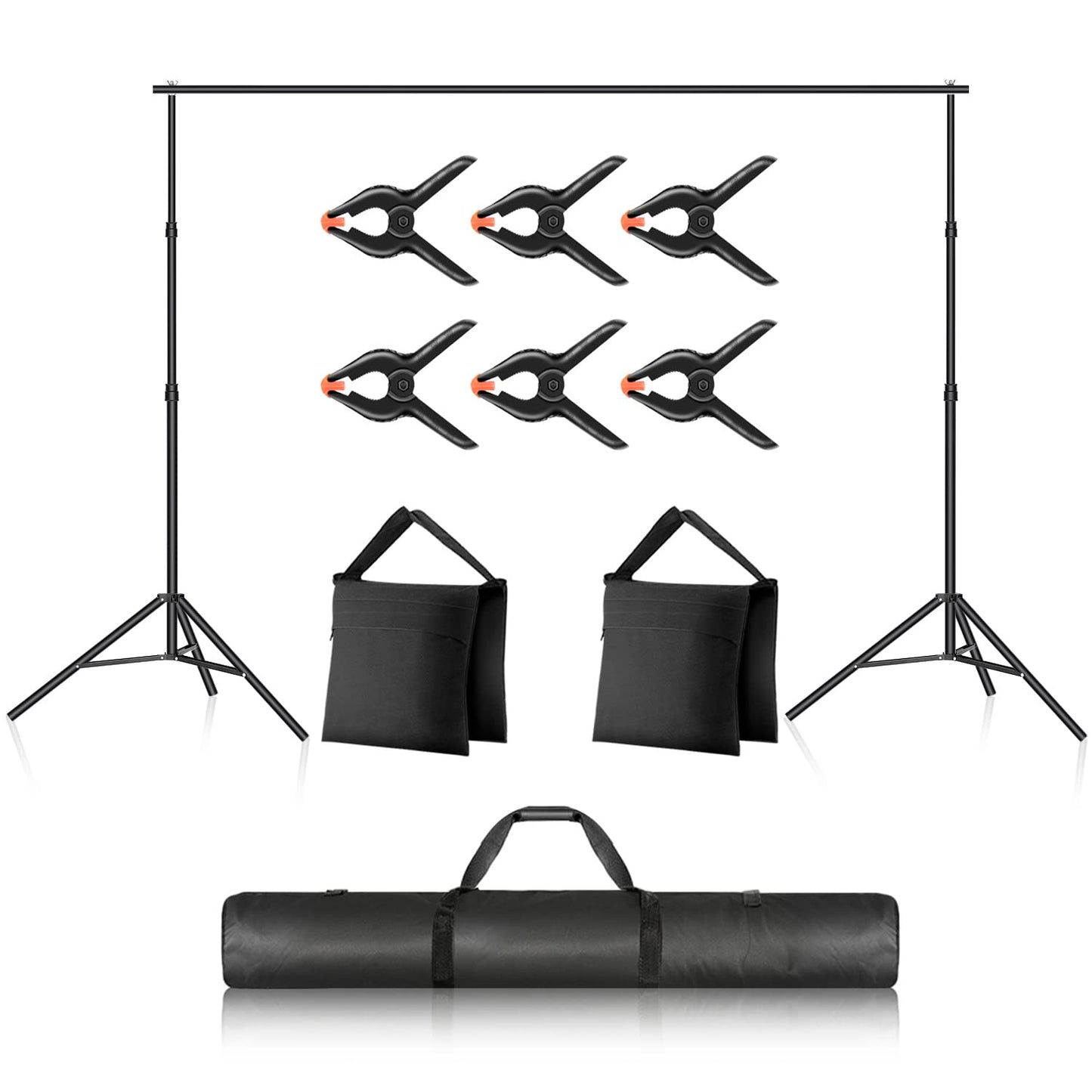 NEEWER Photo Studio Backdrop Support System + S102-400W PRO Flash Lighting Kit (2 Pack) with Light Stands, Bowens Mount Softboxes, 5 in 1 Reflector, Bag, Background Stand with Max Load 8.8lb/4kg