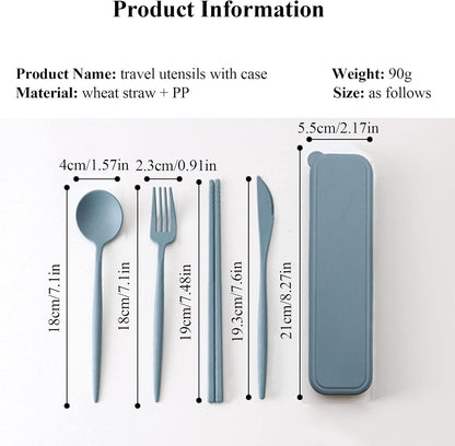 Plastic Travel Utensils, 4 Sets Camping Cutlery, Portable Reusable Utensils Set with Case for Picnic, Travel, Camping