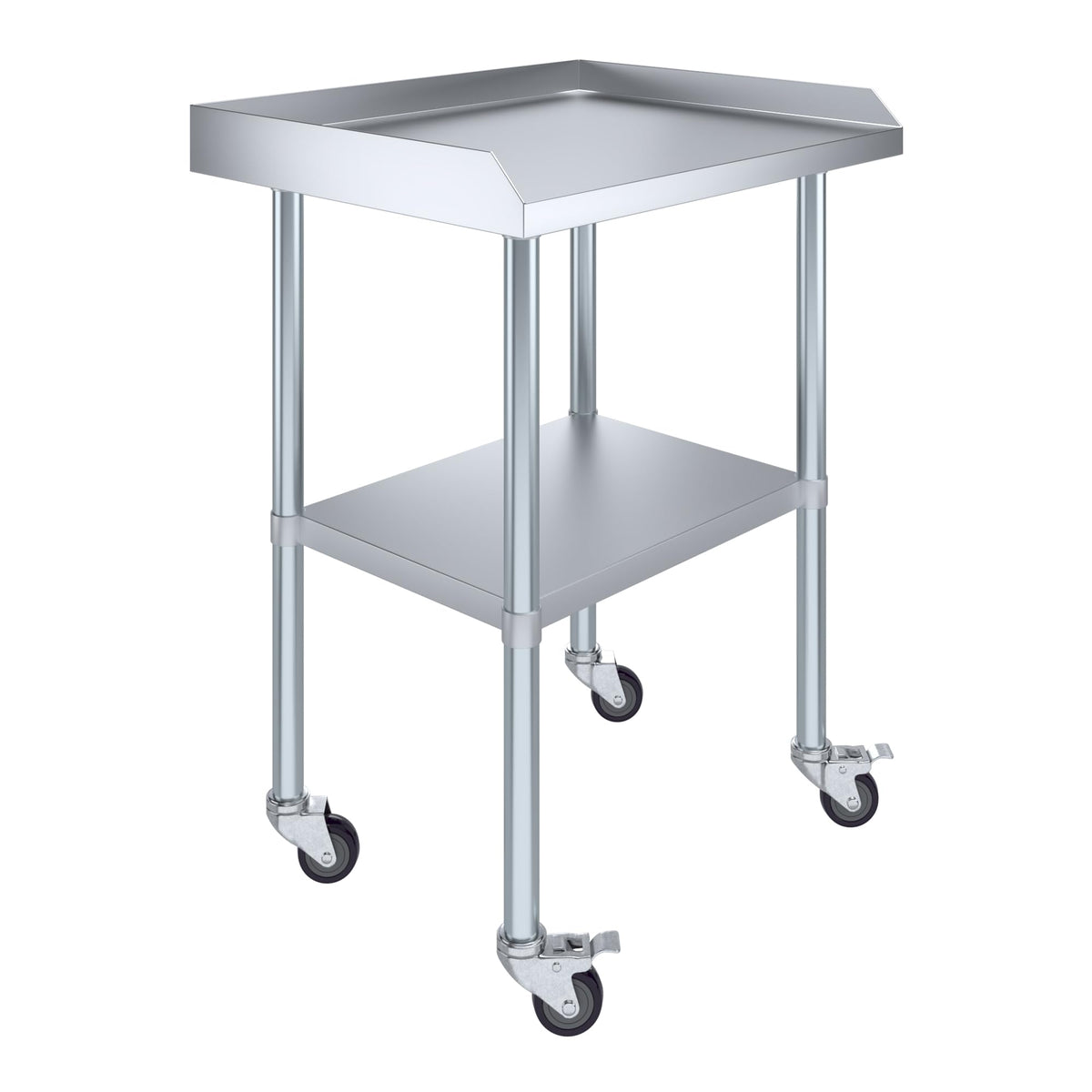 AmGood Commercial Work Table with Backsplash and Sidesplashes with Casters | NSF (Stainless Steel Table with Sideguards + casters, 30" Long x 24" Deep)