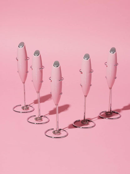 Smooth Operator Pink Handheld Electric Whisk, Milk Frother, Foam Maker for Protein, Coffee & More with Stainless Steel