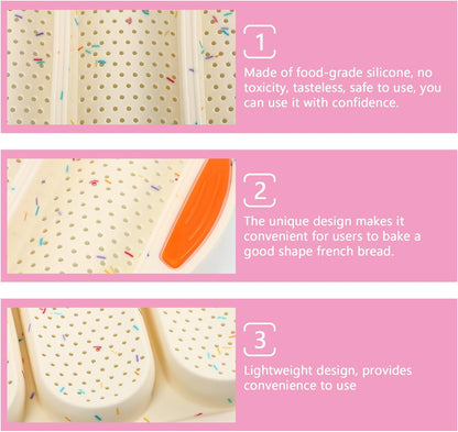 PRETYZOOM Silicone Baguette Mold, Non-stick French Bread Baking Pan, Household Bread Mould, Multipurpose Baking Tool