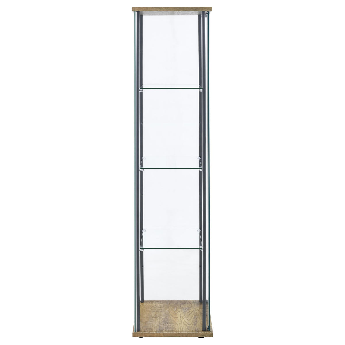 Coaster Home Furnishings - Bellatrix - Glass - 3-Shelf Curio Cabinet with Metal Frame, One Door, and Black Hardware - Living Room - 64-Inch - Mango - 950172MGO