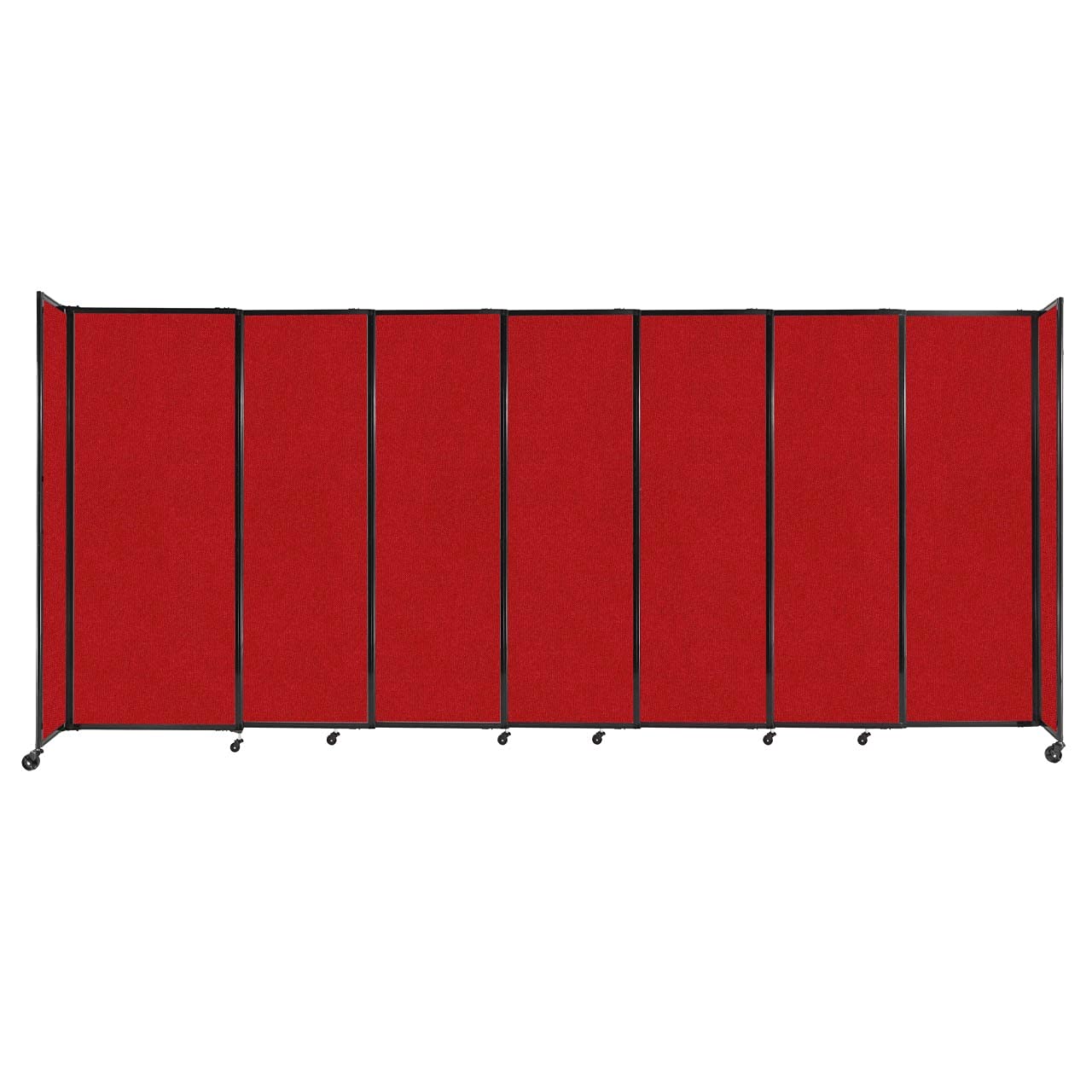 Versare Straightwall Sliding Portable Wall Partition | Freestanding Office Dividers | Locking Wheels | Temporary Room Separator | 15'6'' Wide x 6'10'' Tall Red Fabric Panels