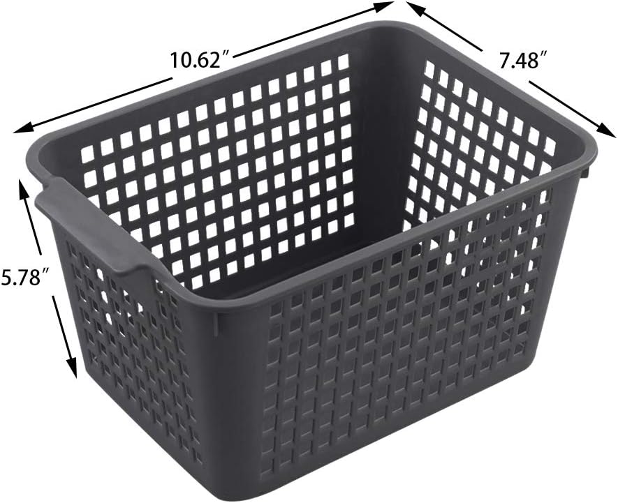 Sandmovie Gray Plastic Storage Baskets, Set of 6 Packs