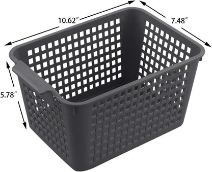 Sandmovie Gray Plastic Storage Baskets, Set of 6 Packs