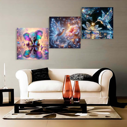 4 Pack Diamond Art Kits for Adults,5D Hummingbird Diamond Painting Kits for Beginnes Animal Diamond Art Diamond Painting Kit for Adults,DIY Full Drill Painting Kit For Home Wall Decor14X14inch