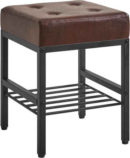 16.34 inches LG-60Z IBUYKE Square Stool with Adjustable Feet and Storage Space, Footrest Chair,Multi-Use as Small Side