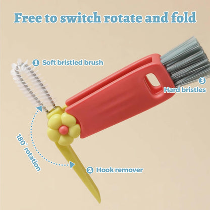 3 in 1 Cup Lid Cleaning Brush, Portable Multifunctional Cleaning Tool for Home Kitchen