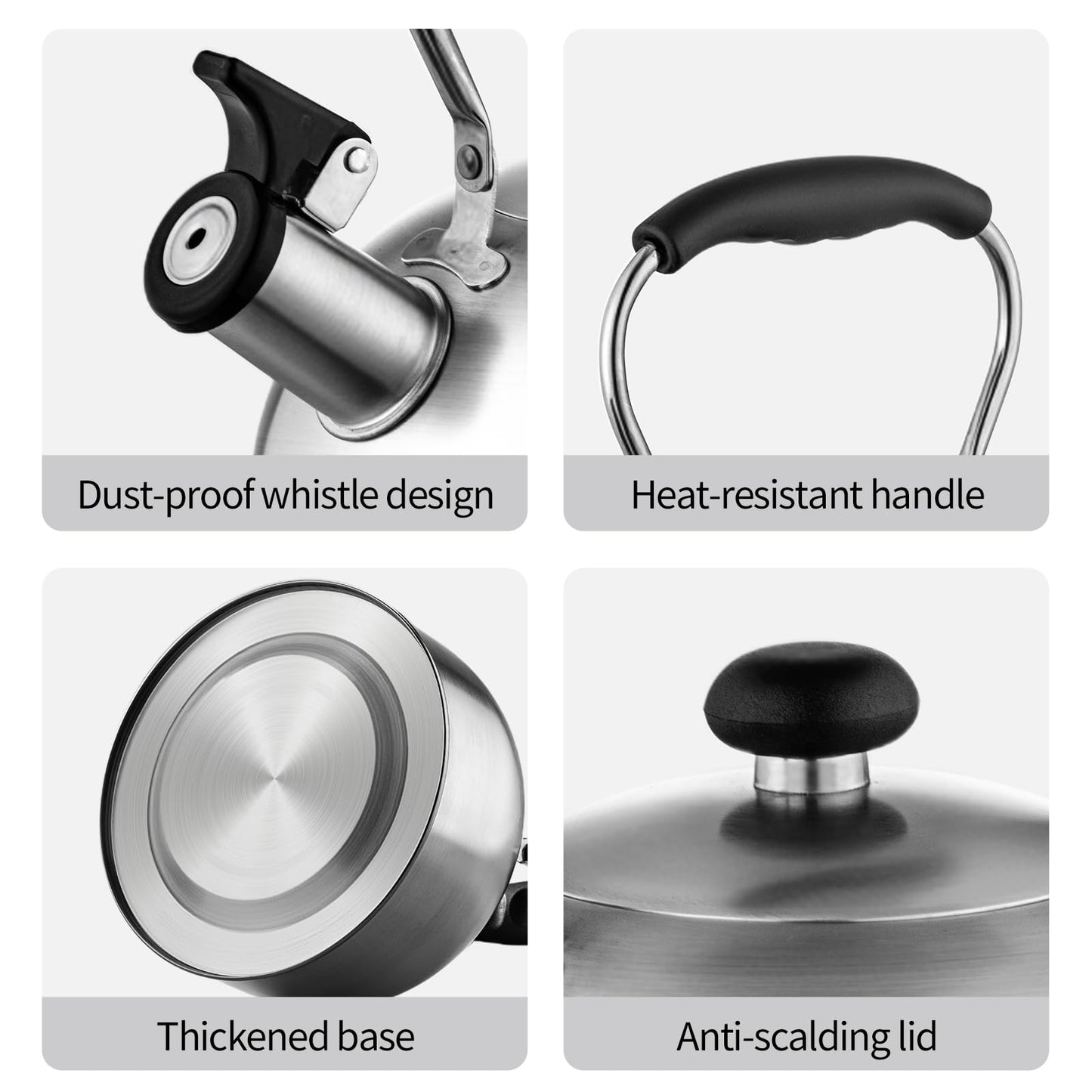 Whistling Tea Kettle – 2.64 Quart Stovetop Teapot, Stainless Steel Water Kettle for Camping & Kitchen, Foldable Handle – Perfect for Coffee & Tea
