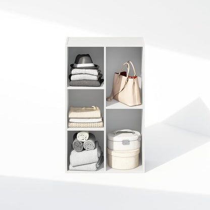 Furinno 5-Cube Closet Organizers - Reversible Storage Shelves for Bedroom | White, 9.4 x 19.5 x 31.5
