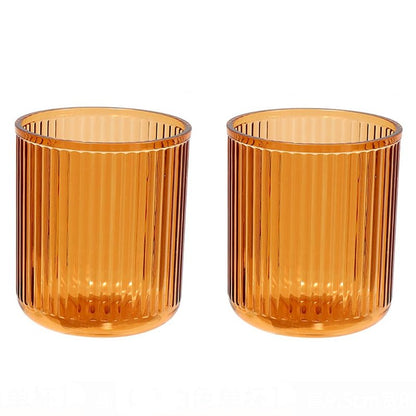 CAWEIN Bathroom Tumbler 2 Pieces ，Unbreakable Toothbrush Cup，Dishwasher Safe Drinking Cup (Orange&Orange)