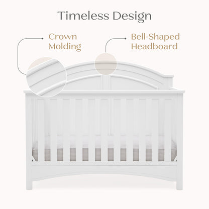 Delta Children Perry 6-in-1 Convertible Crib - Greenguard Gold Certified, Bianca White