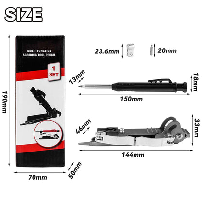 YAKAMOZ Multi-function Scribing Tool with Deep Hole Construction Pencil, Aluminum Alloy Carpenter Woodworking Compass Scriber Precise Contour Scribe Marking Tools