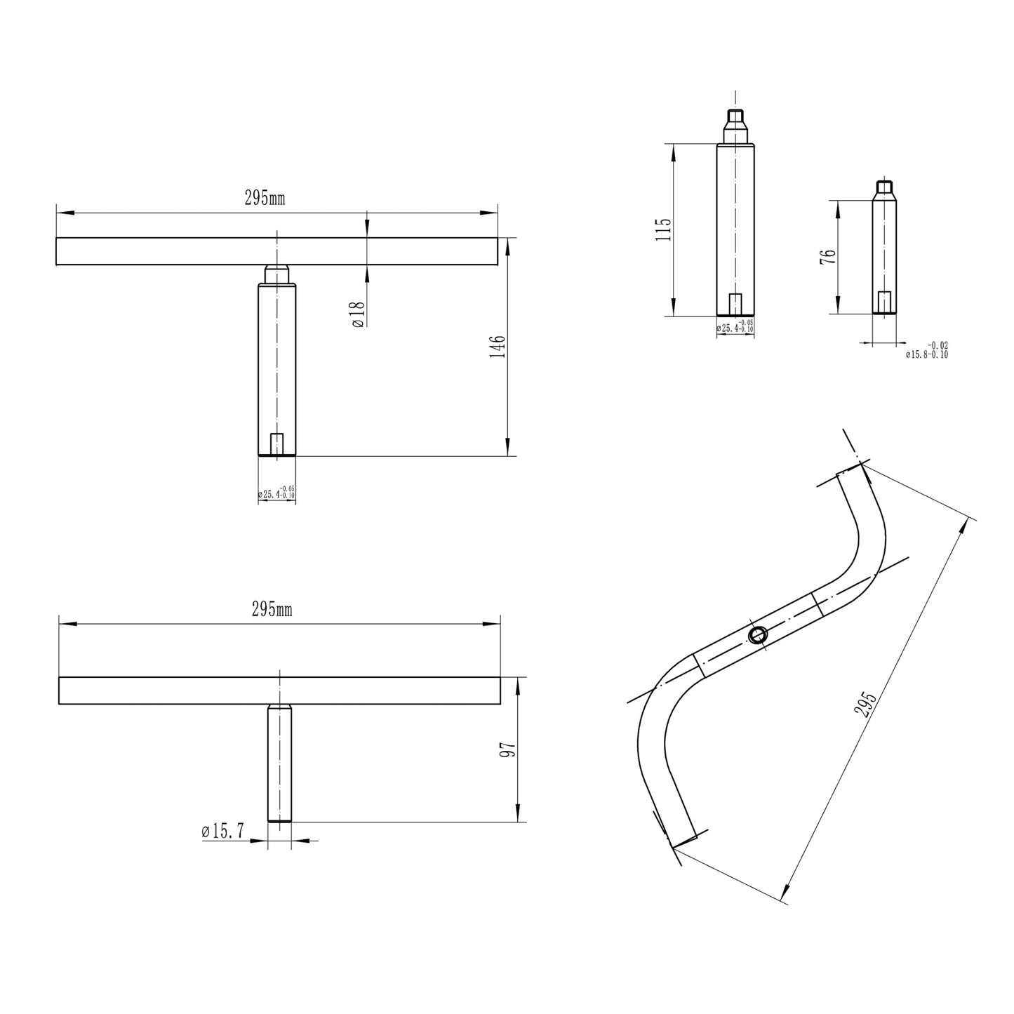 BMWOOD S Shaped Stainless Steel Tool Rest Set with 1" and 5/8" Stems for Woodturning Lathe Bowl Turning.