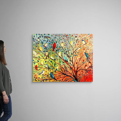 CANVAS ON DEMAND Twenty Seven Birds Canvas Wall Art Print by Jennifer Lommers, Home Decor, Bird, Wildlife Artwork,45" x36in