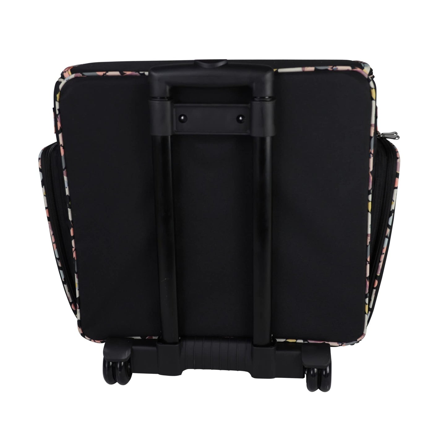 Everything Mary Rolling Craft Bag – Collapsible Black Tote with Floral Trim & Wheels – Scrapbook Organizer for Sewing, Art & Travel – Stylish, Durable, and Easy to Store