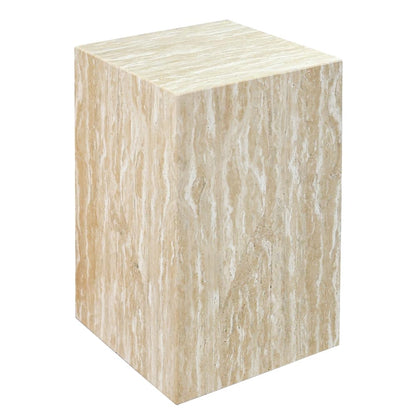 Luxury Marble Side Table,Square End Table for Modern Sofa and Bed, Living Room, Sofa, Bedroom(Travertine)