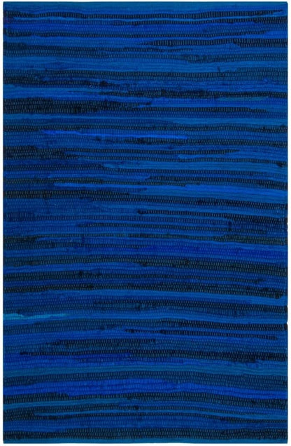 SAFAVIEH Rag Rug Collection Accent Rug - 2' x 3', Blue & Multi, Handmade Boho Stripe Cotton for High Traffic
