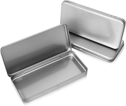 3 Pack Metal Tin Box with Lid, Rectangular Tins with Hinged Lid for Storage of Jewelry, Candies, and Crafts
