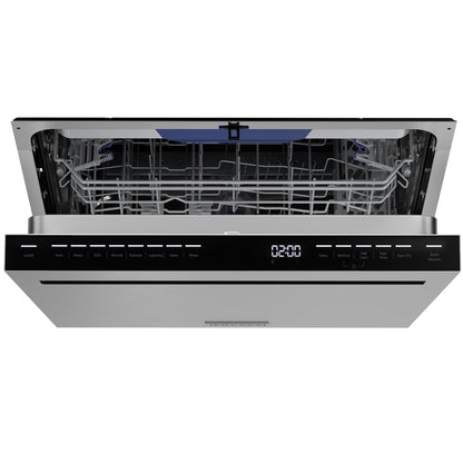 Empava 24 Inch Built-in Dishwasher, Stainless Steel Tub, 15 Place Settings, 8 Wash Cycles, Top Control, Auto Door Dry, 49 dB Ultra Quiet, Energy Star & UL Certified