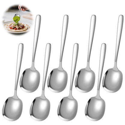 JJUNW 8 Pieces Large Serving Spoons Set, 9 Inch Big Stainless Steel Buffet Serving Spoons Serving Utensils for Parties Kitchen Buffet, Dishwasher Safe, Silver