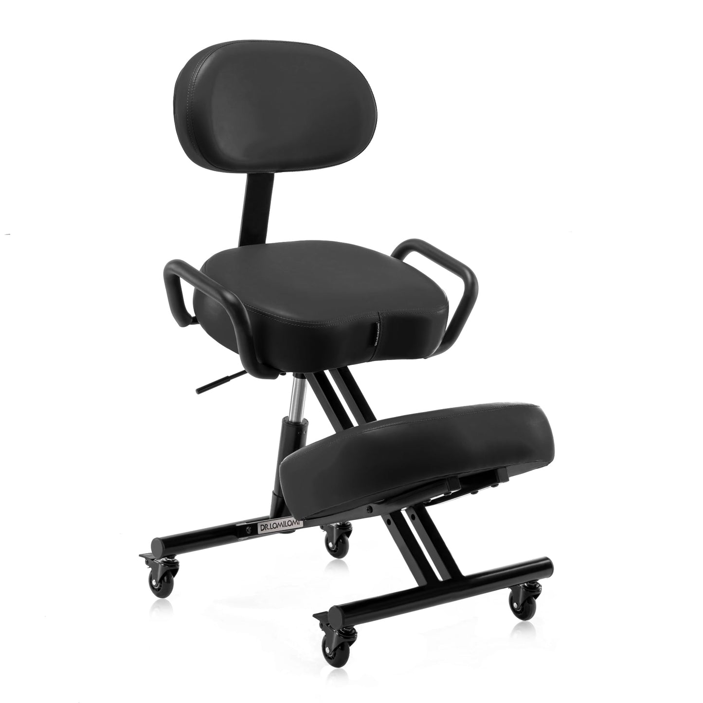 DR.LOMILOMI Ergonomic Kneeling Chair with Backrest, Improve Posture, Thick Cushions, Locking Wheels for Home & Office, AKONI 512B (Black)