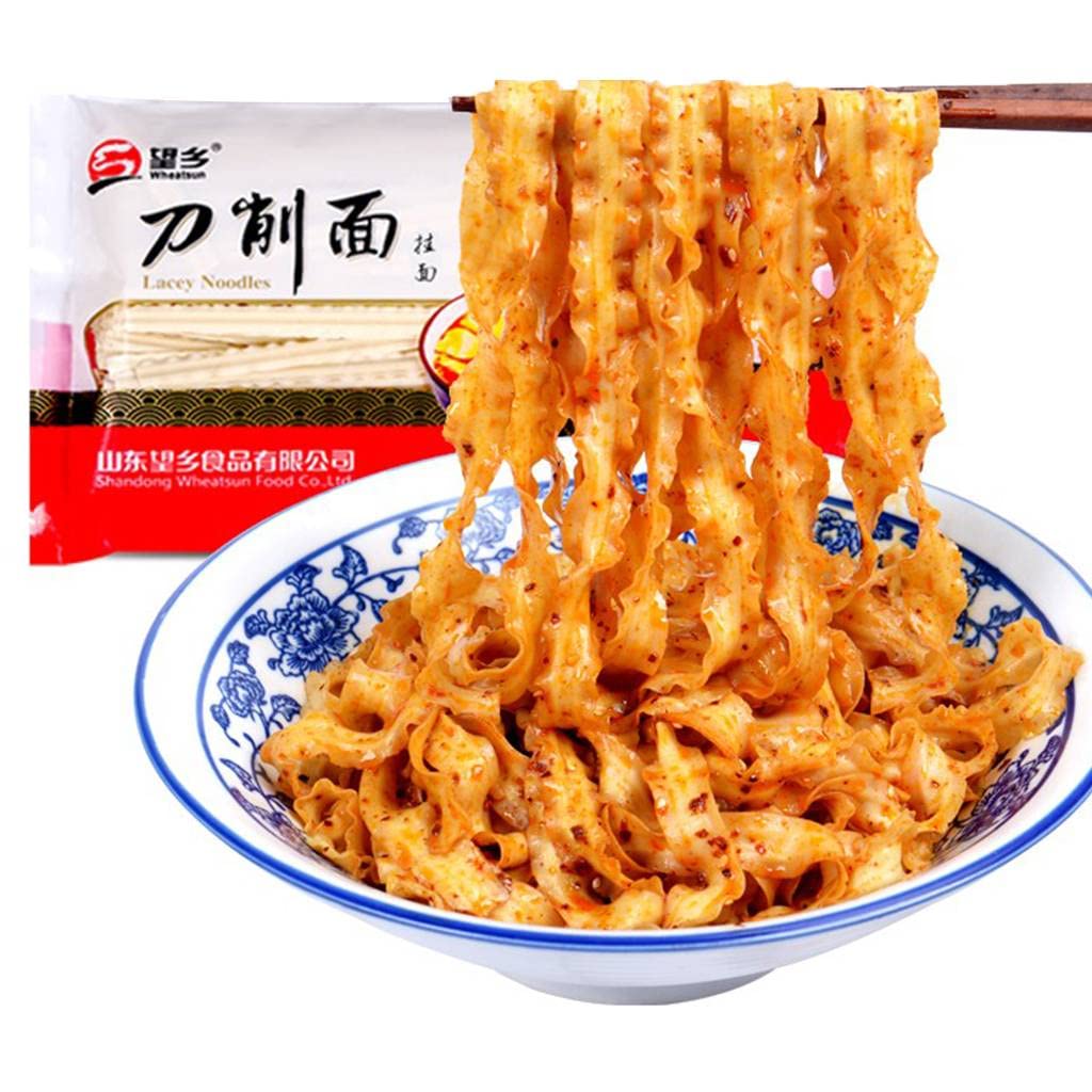 JTEDZI Knife Sliced Noodles Wavy Knife Cut Noodles, Chinese Flat Dry Wide Noodles, Vegetarian Knife Shaved Noodles, Dao Xiao Mian, 刀削面, 500g/17.63oz (pack of 1)