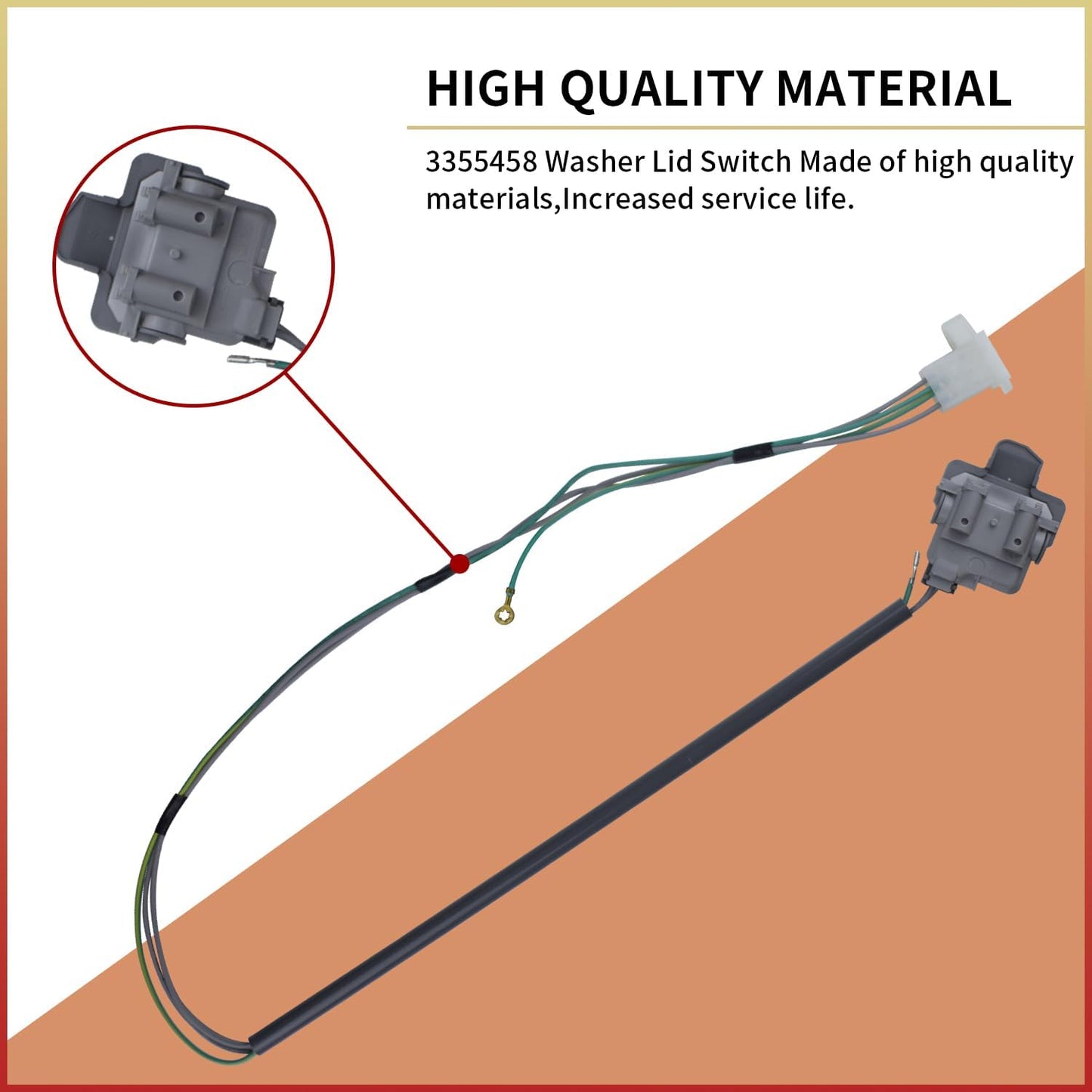 Washer Lid Switch Replacement Part, Compatible with Whirlpool Kenmore Thin Twin Washing Machine, Replaces WP3355458