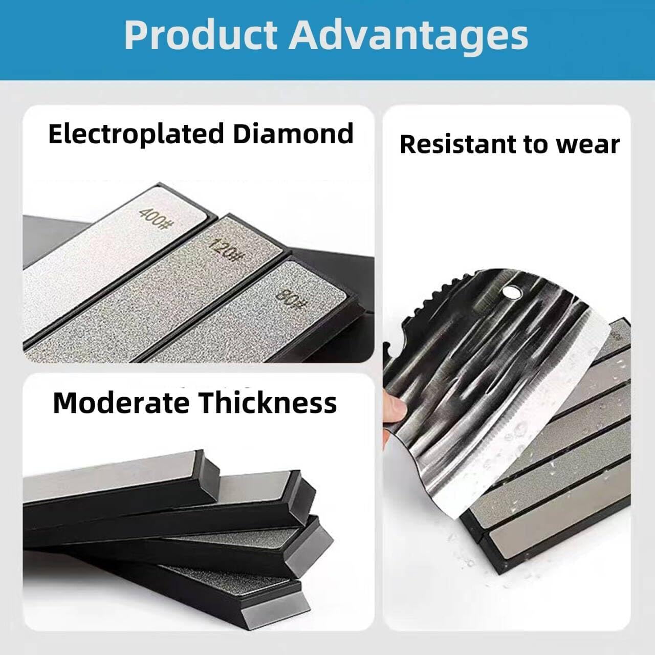 8 Pcs Diamond Sharpening Stones Set, diamond knife sharpening stone with a Non-Slip Base for Ruixin Sharpener