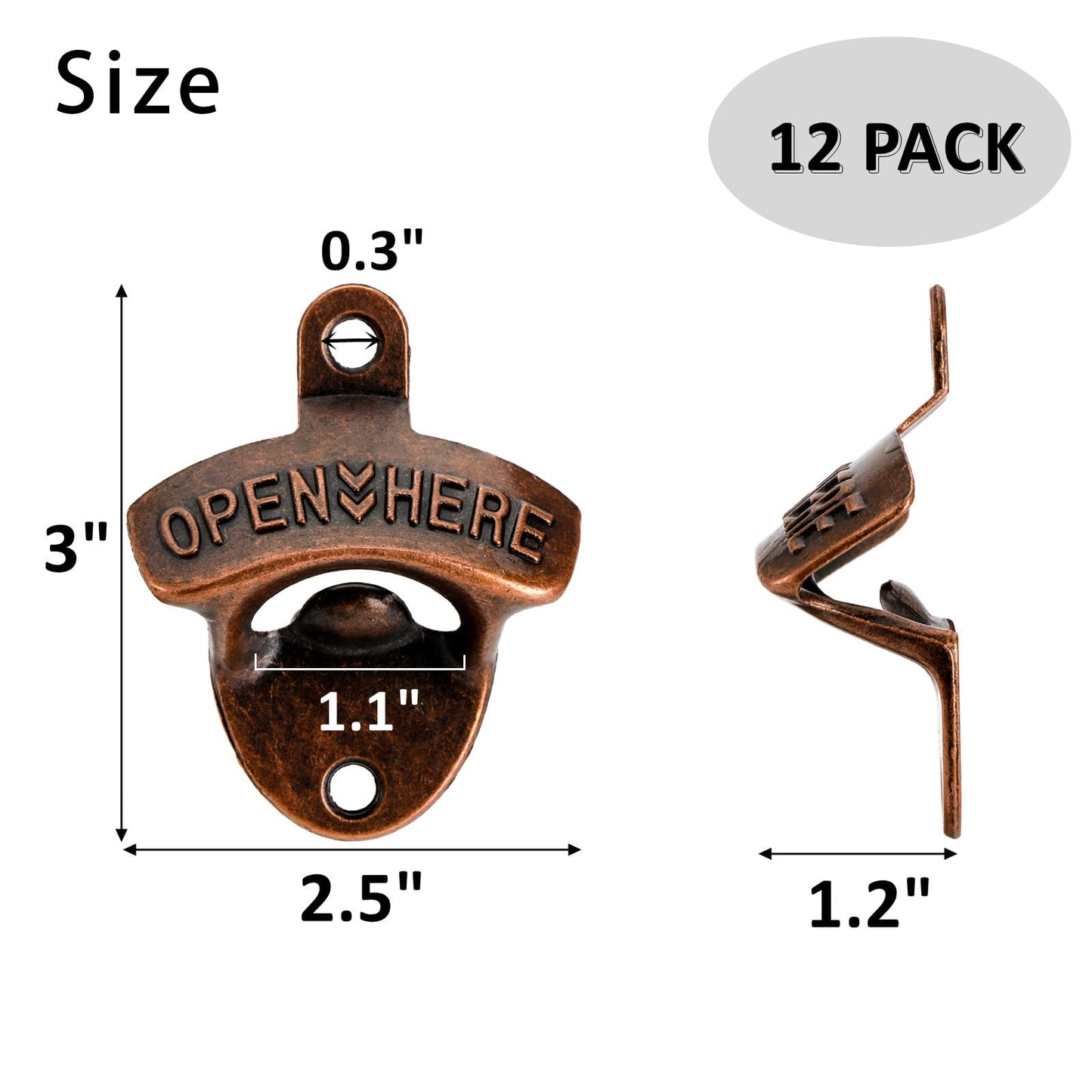 ZOOFOX 12-Piece Wall Mounted Vintage Metal Bottle Opener for Bar, KTV, Home and Outdoor