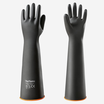ThxToms Heavy Duty Latex Gloves,Long Rubber Gloves, Chemical Resistant Gloves,Puncture Resistant, Resist Acid,Oil,Alkali, Waterproof for Industrial Cleaning, Gardening, 22", 1 Pair
