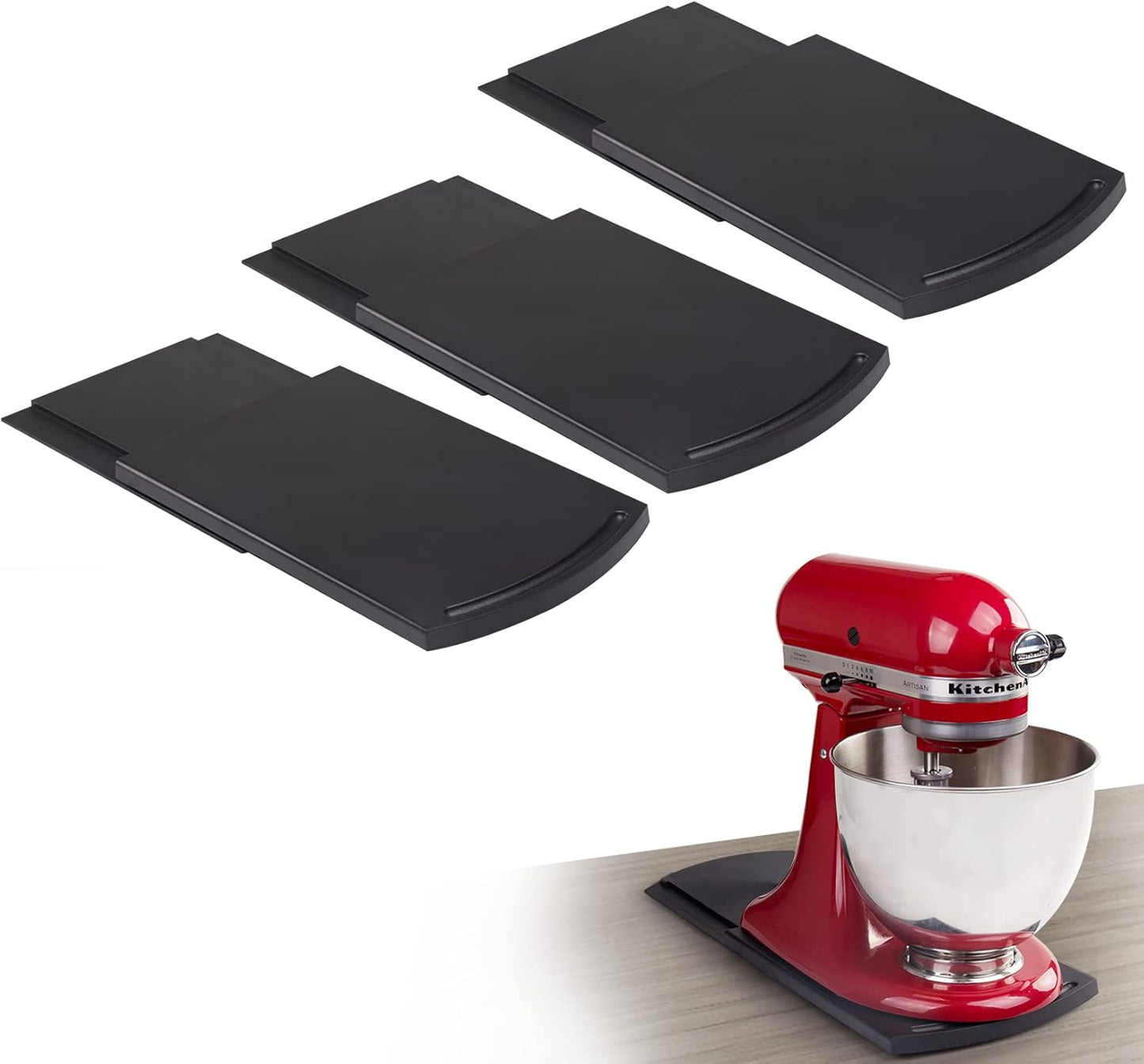 Kitchen Appliance Sliding Tray with Rolling Wheels, Compatible with Coffee Maker, Mixer, Blenders, Air Fryer (3 Pack)