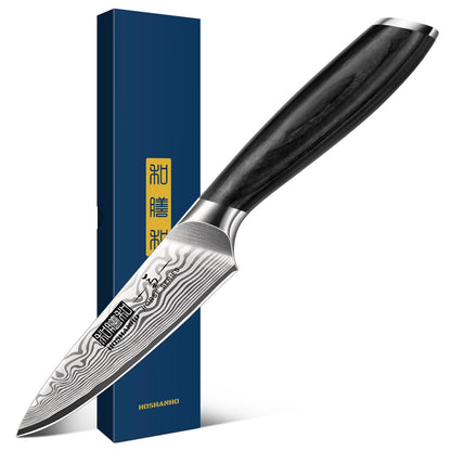 HOSHANHO Paring Knife 3.75 Inch, High Carbon Powder Steel Forged Small Kitchen Knives, Razor Sharp Japanese Fruit Knife with Ergonomic Pakkawood Handle