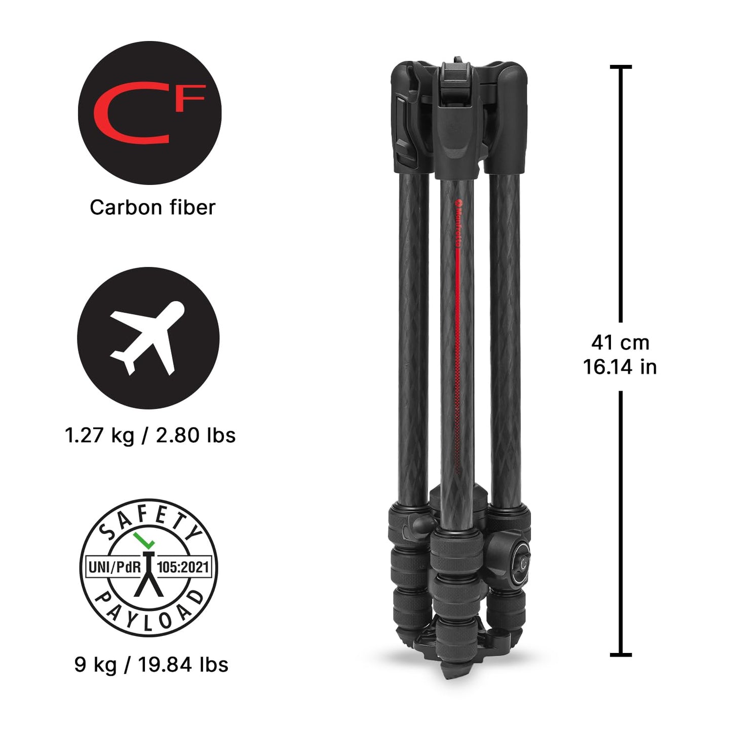 Manfrotto Befree Advanced AS, Camera Travel Tripod Kit, Twist Lock, Compatible with Arca-Swiss, Portable and Compact, Ball Head, Carbon Tripod for DSLR, Mirrorless, Camera Accessories