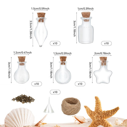 LYFJXX 50 Pieces Tiny Glass Spell Jars, Glass Wishes Bottle with Cork Stopper, Witchy Gifts, Birthday Gifts