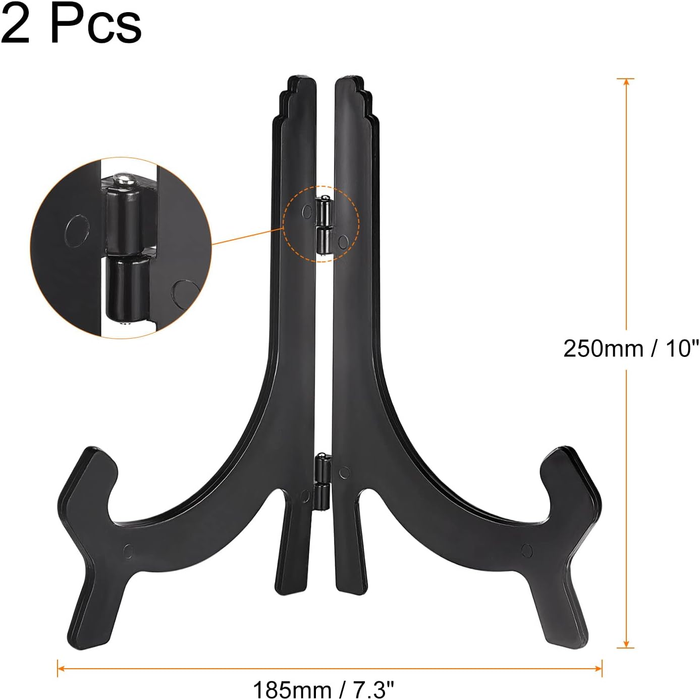uxcell 2pcs 10" Black Plastic Folding Easel Plate Holder for Decorative Picture Frame Display