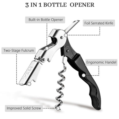 HYZ Wine Opener Bulk 20-Pack for Bartender, Professional Waiter Corkscrew Wine Key for Servers & Restaurant, Double Hinged Wine Bottle Opener with Foil Cutter, Commercial Bulk Set, (Black)