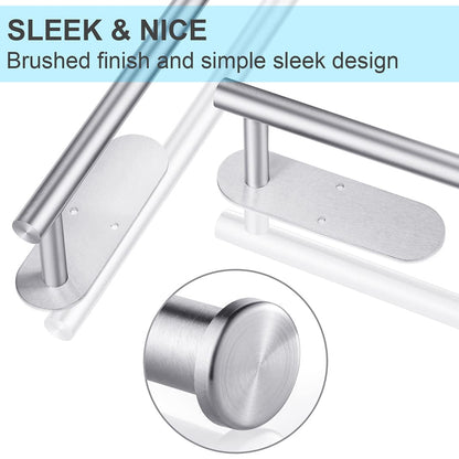 CUXIXA Paper Towel Holder Under Cabinet 2 Pack,Stainless Steel Paper Towel Holder Wall Mount for Kitchen, Bathroom, RV, Paper Towel Rack with Self Adhesive and Screws (Silver)