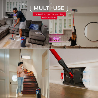 O-Cedar H2prO Flat Mop System | Quick Cleaning Tool | Clean with Water | Machine Washable Reusable Microfiber Mop Pad | Safe on Wood Floors, Vinyl, Tile, Baseboards, Walls