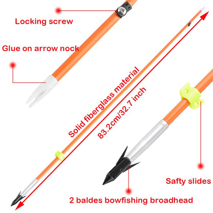 50" Recurve Bowfishing Kit 40lbs Bowfishing Bow with Reel Kits Archery Straight Bow Right Handed for Outdoor Hunting Fishing (Silver)