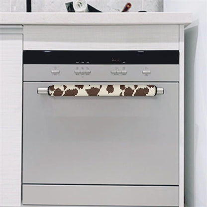Brown Cow Print Refrigerator Door Handle Cover - Antiskid Protector Gloves for Fridge, Oven, 2 Pieces Keep Off