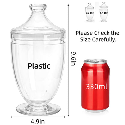 Hacaroa 2 Pack Acrylic Apothecary Jars with Airtight Lids, 46 Oz Clear Plastic Candy Cookie Jars for Candy Buffet, Decorative Bathroom Canister Container for Bath Salt, Vanity, Party, Wedding